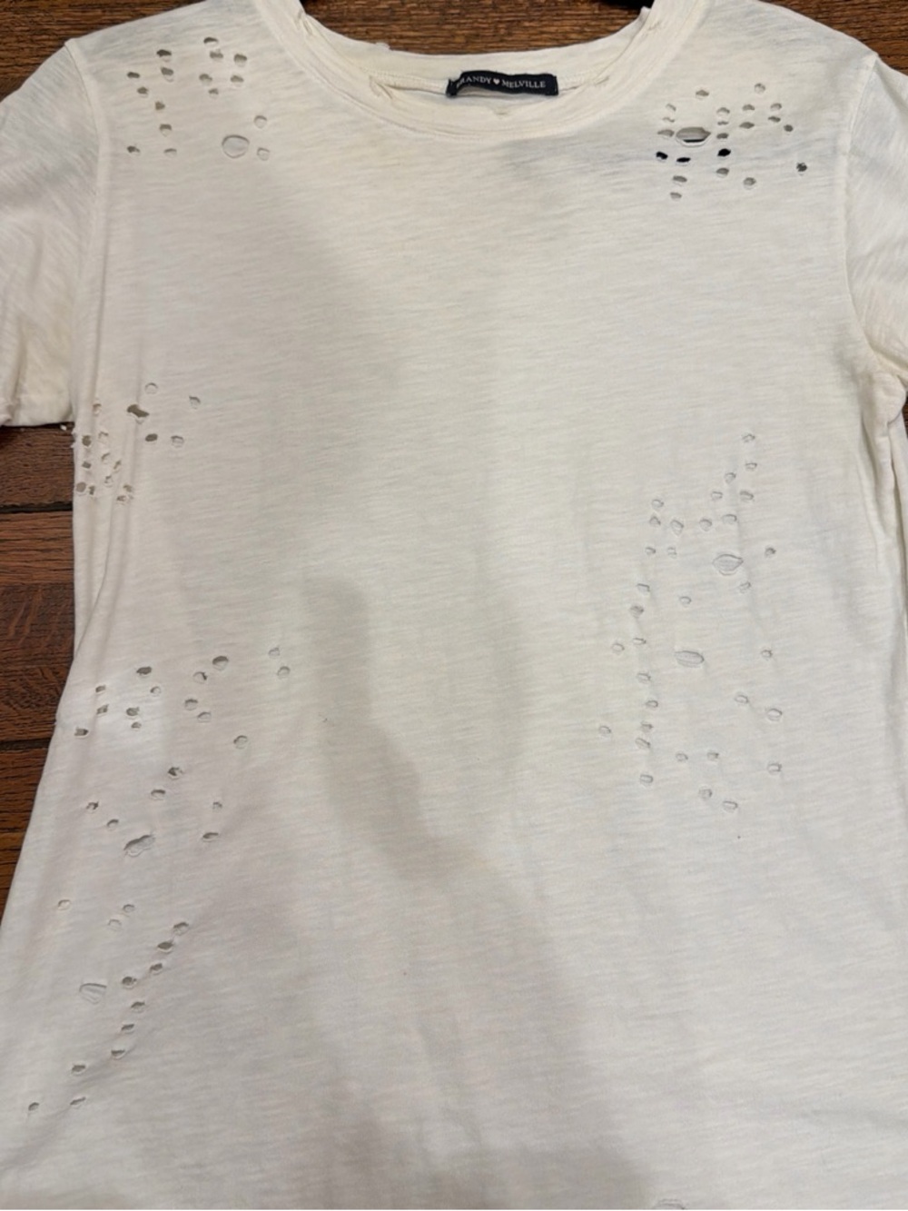 Brandy Melville Cream Crew Neck Tee - Picture 2 of 4